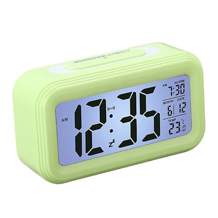 Stille elektronisk vækkeur Dovendyr er grådige efter søvn LED intelligent lysfølsomt vækkeur grøn