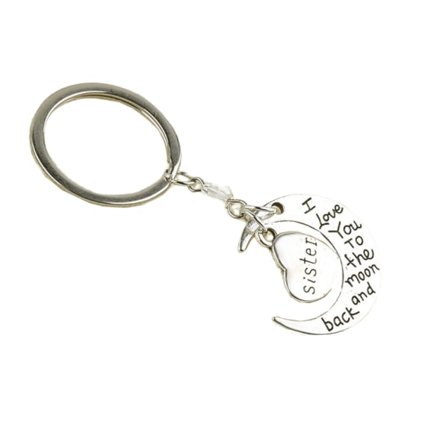 Nyckelring "Syster, jag älskar dig till månen och tillbaka" Silver Silver