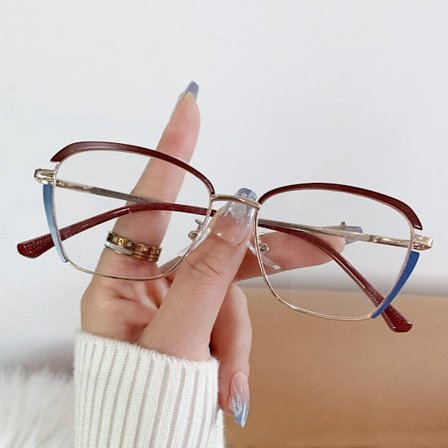 Anti-Blue Light Glasögon Fyrkantiga Glasögon RÖDA