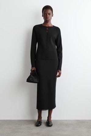 COS Women's Sheer-Detail Knitted Cardigan in Black