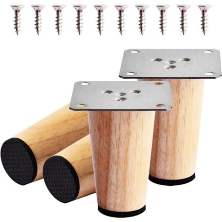 Sofa Ben i Massivt Træ, Sæt med 4, Skabs Seng Møbelfødder, Pålidelige Sofa Ben i Træ