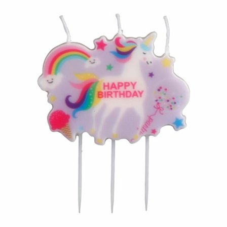 Bakdekoration ljus Unicorn "Happy Birthday"