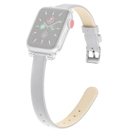 Apple Watch (41mm) enkel urrem i ægte læder - Hvid / Størrelse: L White