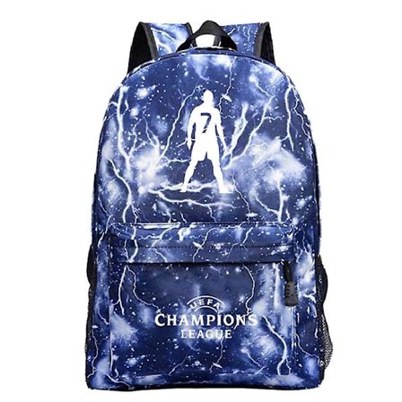 Ronaldo mønster rygsæk campus studenter skoletaske udendørs kuffert sort