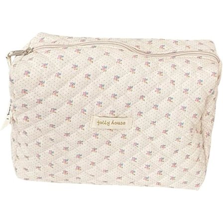 Makeup Taske Quiltet Kosmetik Taske Rejsetaske til Kvinder Quiltet Kosmetikpung Blomster Makeup Taske Toilettaske