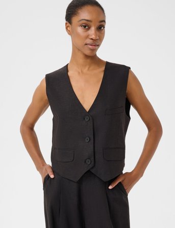 Gestuz Elarahgz Linen Waistcoat - Black - 36