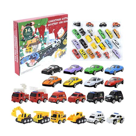 Jule-nedtællingskalender Blind Box 24 stk. Legering Brandbil Bil Ingeniørkøretøj Julegave