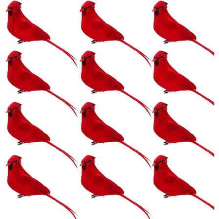 12 st röda simuleringsfåglar trädgårdsdekoration fåglar, Ch