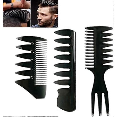 3 stk. herre styling kam, sort pompadour kam herre kam bredtandet kam streger kam afro hår barber kam