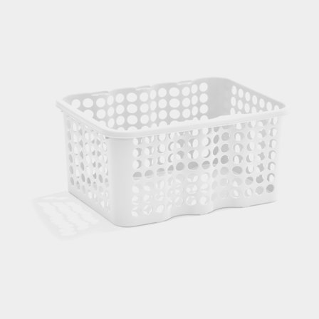 Opbevaringskurv i plast Nordiska Plast Rondo, hvid, 285 x 210 x 135 mm, 6 liter