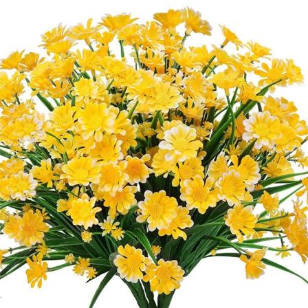 Gul konstgjord tusensköna bukett, 1 st plast anti-UV blommor Outd
