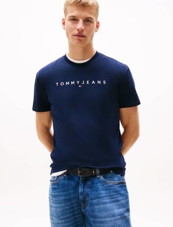 Tommy Jeans Tjm Reg Linear Logo Tee Ext - Navy - XS