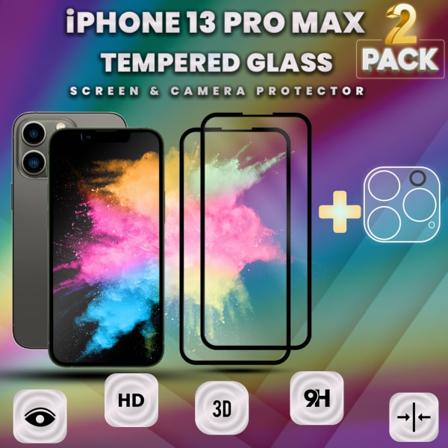 2-pack Iphone 13 Pro Max - Skärmskydd & 1-pack Linsskydd-9h Glas