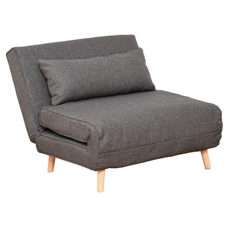 Sovesofa, Enkelt Sofa, Lille, Klapsofa Med Justerbart Ryglæn, Skandinavisk, Grå, 95X95X80Cm