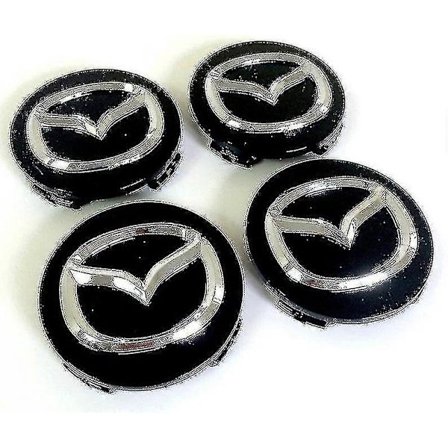 Mazda sorte og kromhjulcenterkapsler navkapsler emblem 56mm 4stk
