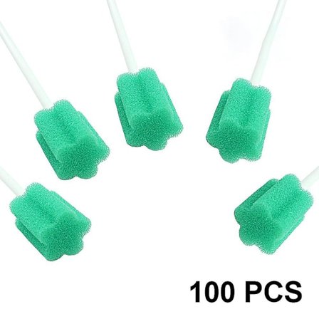 100 st Oral Swabs Engångssvampsstavar för Munvård Rengöring Grön