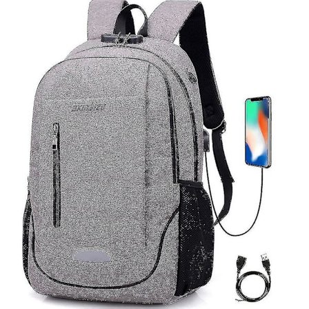 Student Skolväska USB Laddning Resväska Datorryggsäck