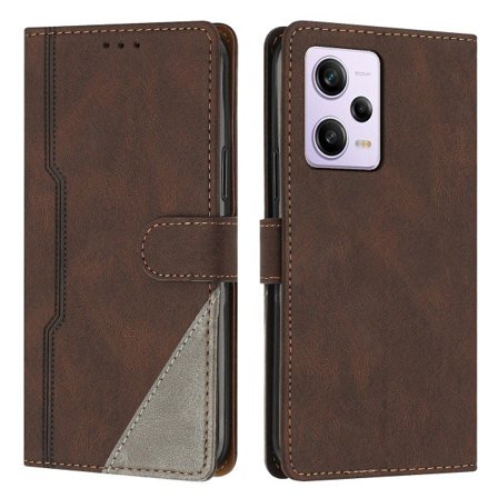 Kompatibel med Xiaomi Redmi Note 12 Pro 5g etui PU cover med praktisk standerfunktion Brun