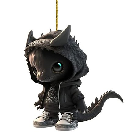 Tegneserie Drageskulptur Ornament Akryl Henger Julepynt