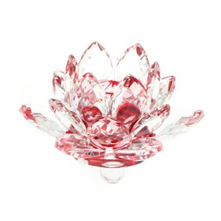 60 mm Kvartskrystal Lotus Flower Crafts Glas Fengshui Ornament Red one size