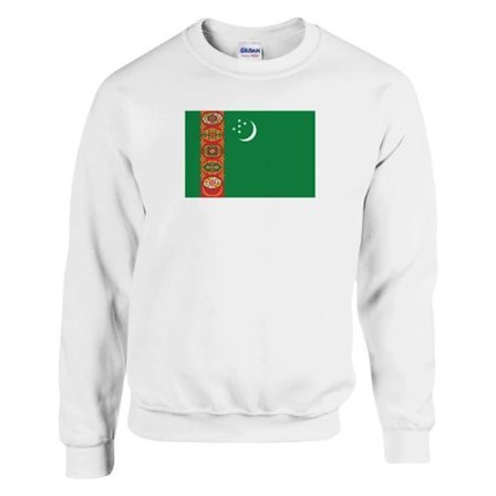 Sweatshirt - PIXELFORMA - Turkmenske flag - Lange ærmer - Bomuld-polyester - Hvid