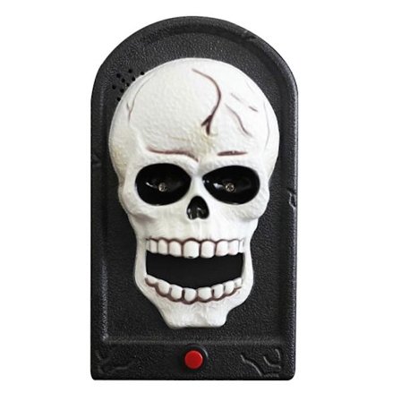Halloween Dørklokke Uhyggelig Kraniehoved Dørklokke med Lysende Øjne og Lyd Skræmmende Hjemsøgt Hus Rekvisit til Halloween Indendørs Udendørs 