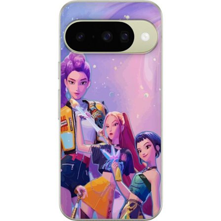 Yhteensopiva Puhelinkuori Google Pixel 10 Tulevaisuuden popdivat neonväreissä, joilla on taianomaisia yksityiskohtia unenomaisen galaksitaustan edes