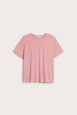 Kappahl | Ribattu t-paita Pinkki 3XL | Pinkki