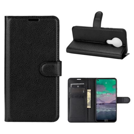 Nokia 3.4 - Litchi Läder Fodral - Svart Black Svart