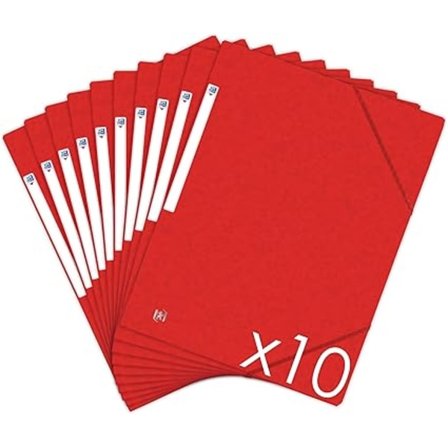 10 Mappfodral Paket 3 Flikar A4 Storlek Elastisk Förslutning - Väskfärg Röd