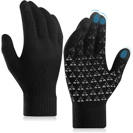 Svart - 1 x vinterhansker for menn og kvinner, sklisikre, varme fleece