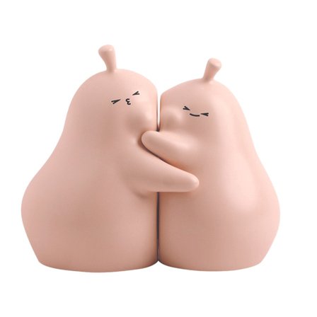 (Små 'Never Divide' Pære Bogstøtter - Mat Ost Jordbær) 1 par søde, krammende pære keramiske bogstøtter til hjemmet, stuen, bogreolen