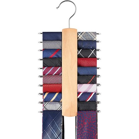 Træ slipsholder Retro slips bælte opbevaring bøjle arrangør til mænd skab pladsbesparende stativ med 20 skridsikre kroge til slips bælte tørklæde 