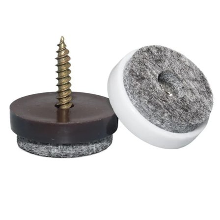 Stolsfilttassar med Skruvar - Set om 20, Ø 20mm Grå, Golvskydd för Stolar och Möbler med Metallkant
