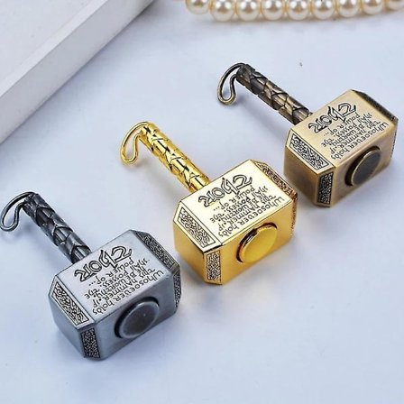 Wiitin Thor's Battle Inhibitor Fidget Hånd Spinner - Metallkonstruksjon - Mighty Mjolnir Nøkkelring Leke - Stresslindring og Gave til Barn