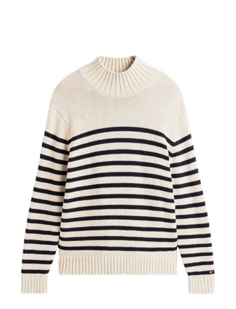 Tommy Hilfiger | Breton Cotton Stripe Mock Neck | S