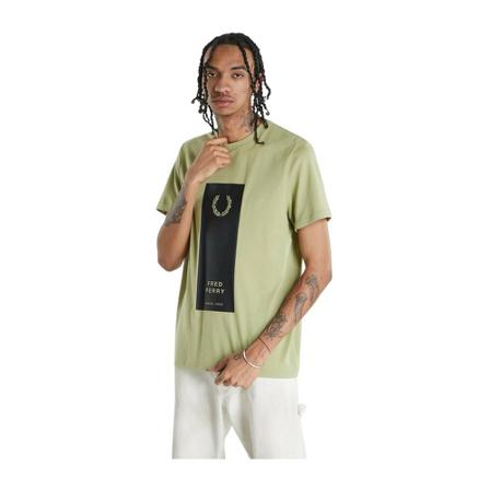 Fred Perry, Block Print T-Shirt Zielony, Mężczyzna, Rozmiar: L