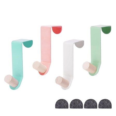 Knage til over døren, kraftig træfarvet håndklædeknage, dørhængt bøjle til tøj, hat, jakke, tøj