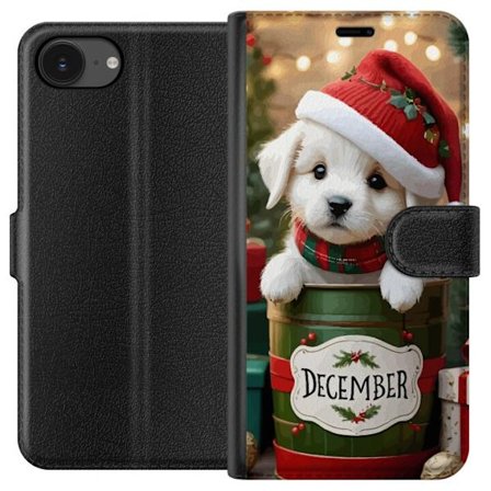 Yhteensopiva Lompakkokotelo Apple iPhone 16e Joulukuu pentu joulu söpö koira joulupukki hattu lahja viihtyisä joulu pentu söpö juhla loma lumi valot h