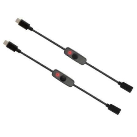 Strømbryter USB Type C med Indikatorlampe Hann til Hunn USB-C Forlengelseskabel Bryter for 4B 2 P Svart