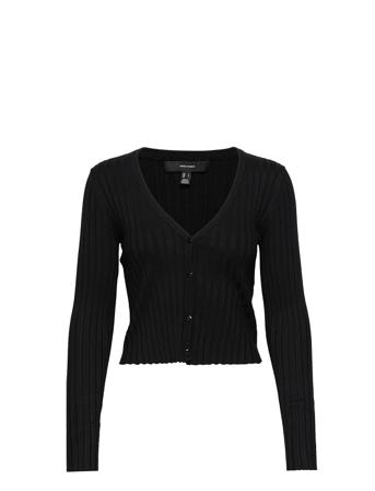 Vmavia Ls Short V-Neck Button Bloue Rep Black Vero Moda
