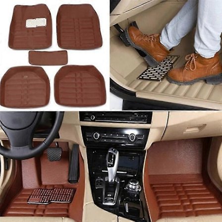 5 stk. Universal Bil Bilmatter Gulvmatte Foran og Bak Teppe Allværsmatte