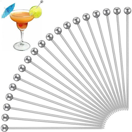 20 kpl - Cocktail-tikut - Ruostumattomasta teräksestä valmistetut cocktail-tikut - 11 cm - Hedelmätikut