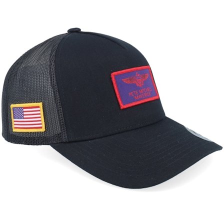 Top Gun - Black - trucker - Cap - "Maverick Black A-Frame Trucker " - Hatstore