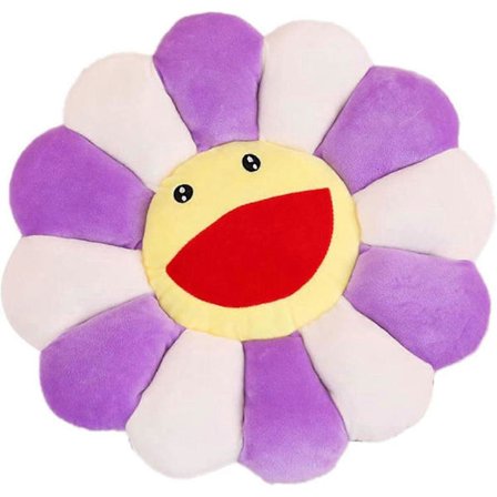 Myk Solsikke Pyntepute Smilende Ansikt Murakami Blomst Gulvpute Fargerik Solsikke Plysjleketøy Kjæledyrpute Mattepute - Lilla