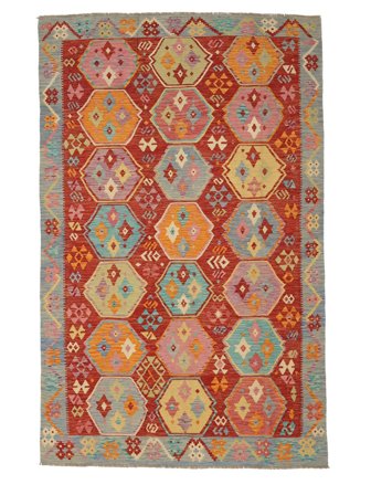 Tejida A Mano Kilim Afghan Old Style Alfombra 198X294 De Lana Marrón/Rojo Oscuro