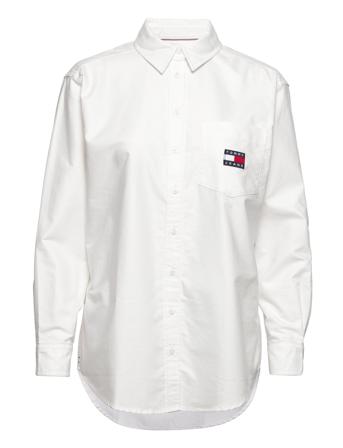Tjw Badge Boyfriend Shirt Langærmet Skjorte Hvid Tommy Jeans