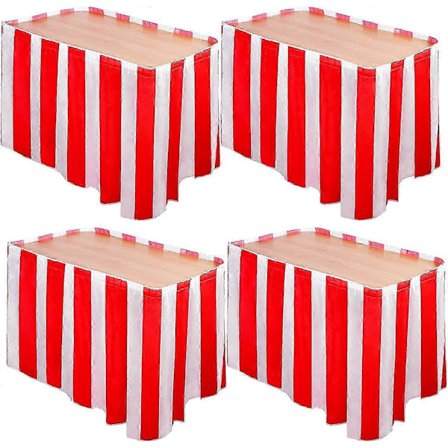4-pak Røde og Hvide Stribede Duge Karneval Cirkus Bordkant