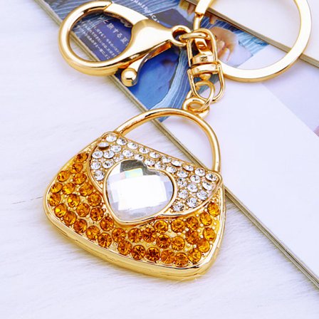 Liten axelväska bilnyckelring kvinnlig väska hänge i metall nyckelring med diamanter liten present - kärlek liten axelväska