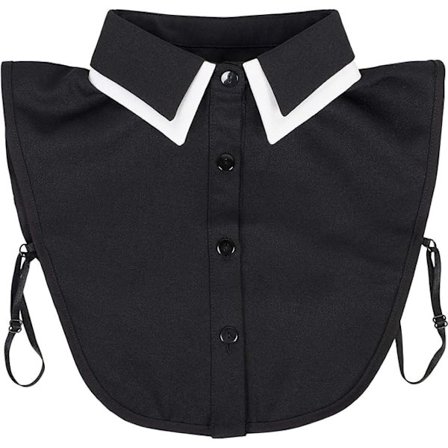 Falsk krage för kvinnor - svart, med krage och knappslå i d